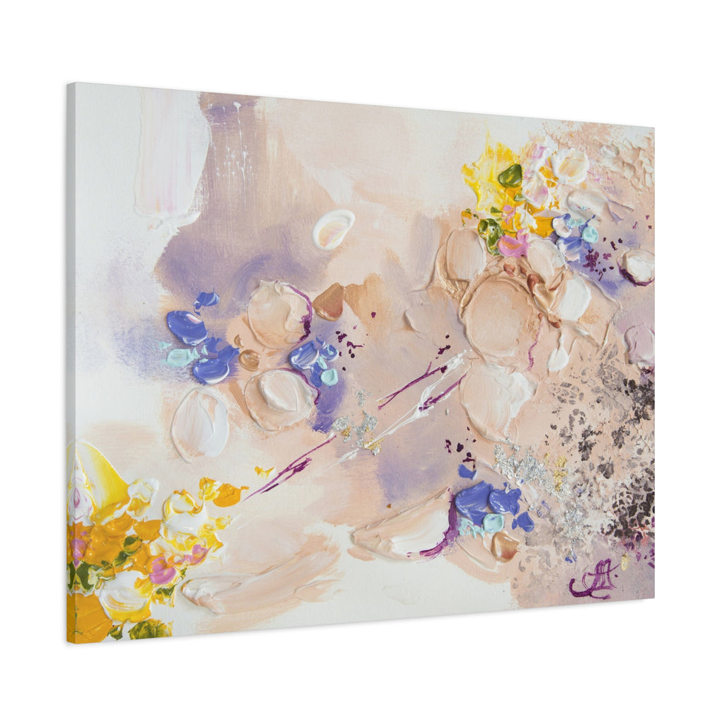 Abstract Floral Matte Canvas Wall Art — Pastel Bouquet Stretched Print 