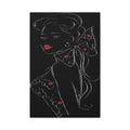 Chic Noir Lady Canvas Print — Black & Red Fashion Portrait Wall Art 