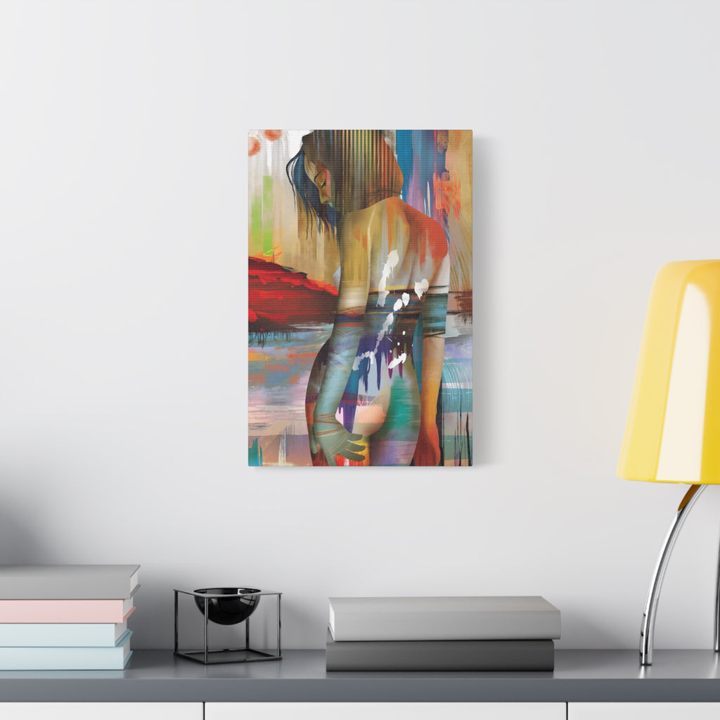 Abstract Figurative Canvas Art – Colorful Woman Matte Stretched Canvas