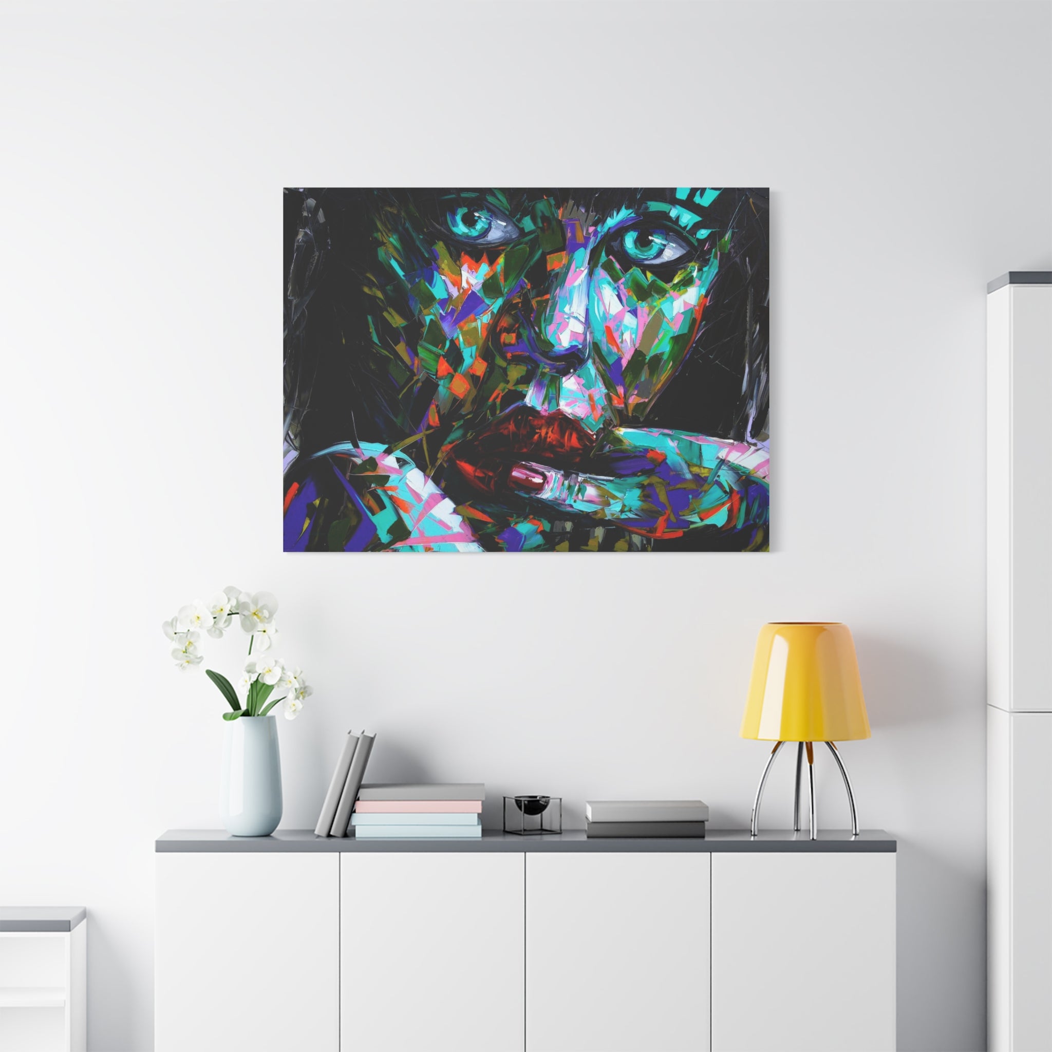 Colorful Abstract Woman Portrait Canvas — Modern Pop Art Wall Decor - TheKaraHan