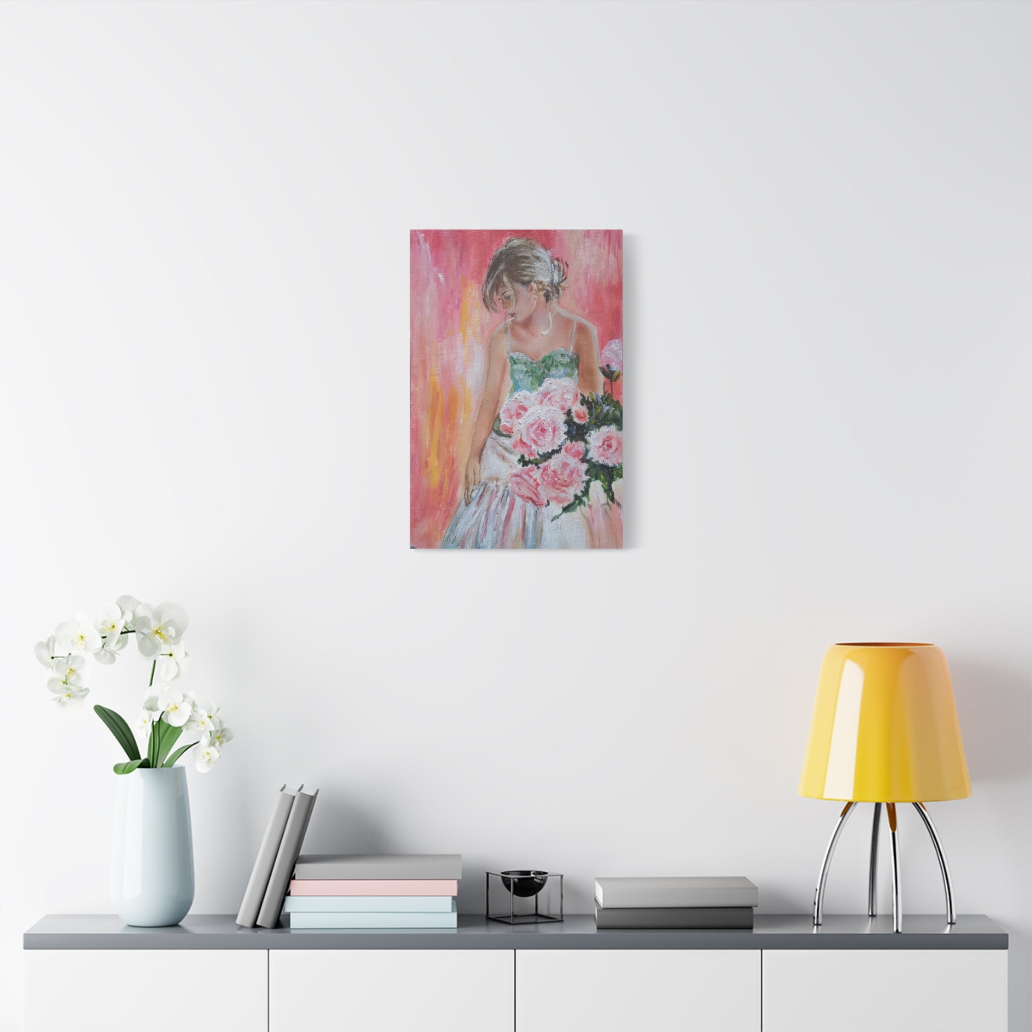 Romantic Rose Ballet Canvas Print — Pink Floral Ballerina Wall Art 