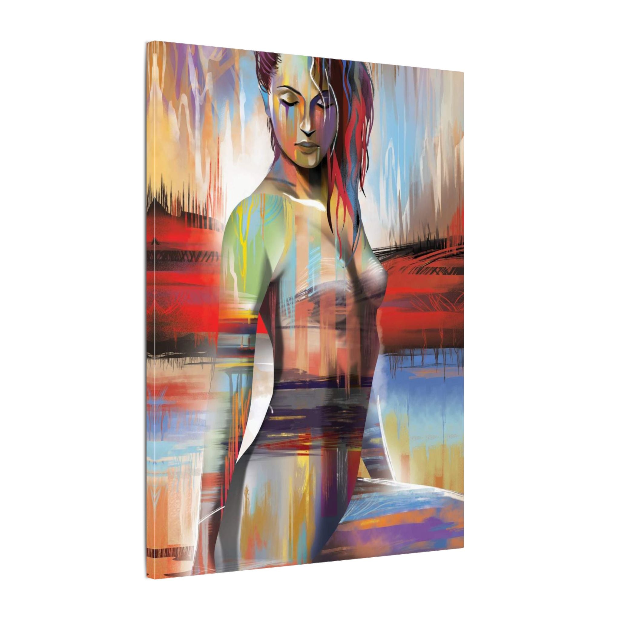 Abstract Colorful Woman Matte Canvas Print — Modern Figurative Wall Art 