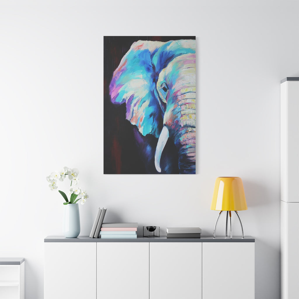 Vibrant Colorful Elephant Matte Stretched Canvas Wall Art
