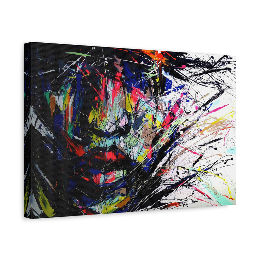 Abstract Color Splash Face — Matte Stretched Canvas Wall Art
