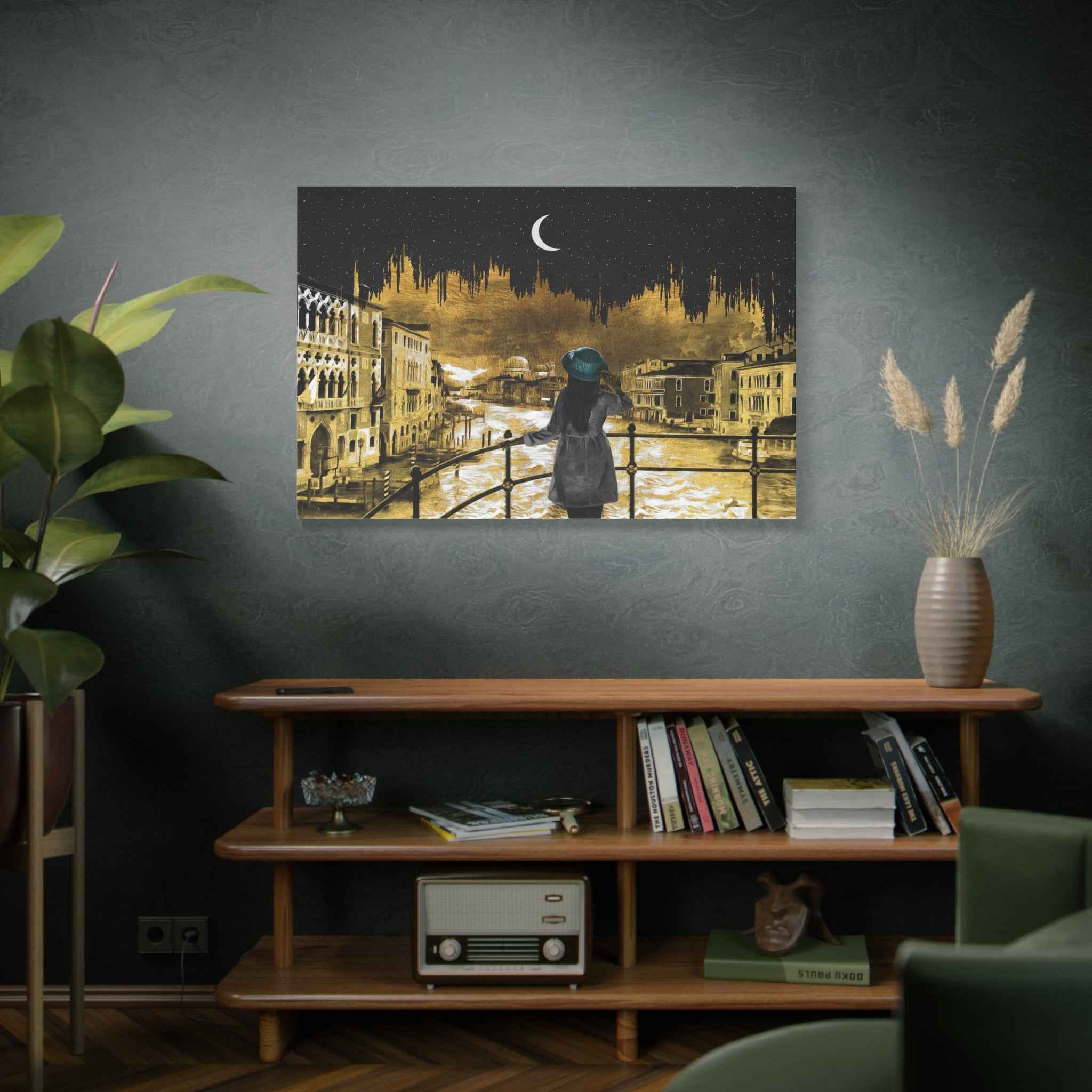 Venice Canal Wall Art – Romantic Night Canvas Decor of Venice, Italy