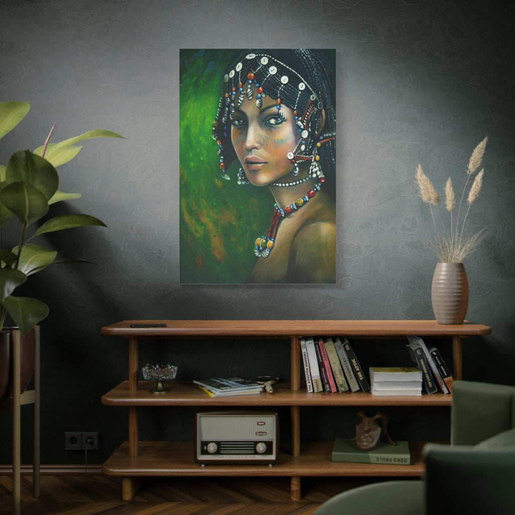 Bohemian Tribal Woman Portrait Canvas Print — Matte Stretched Wall Art 