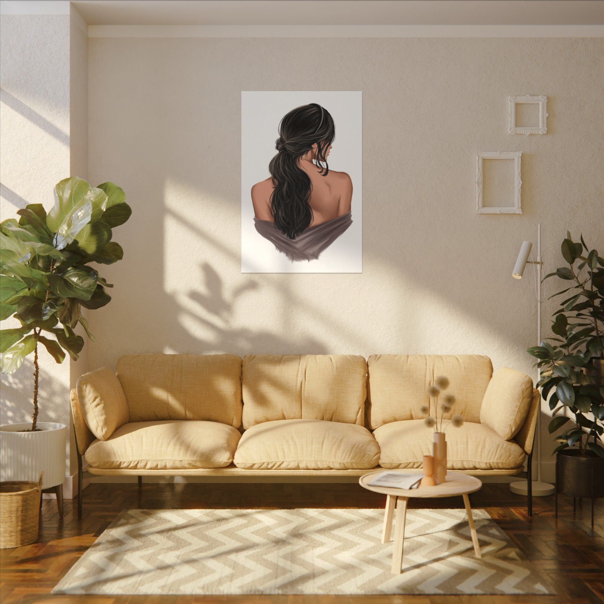 Portrait Canvas Print — Woman Back View with Loose Ponytail 