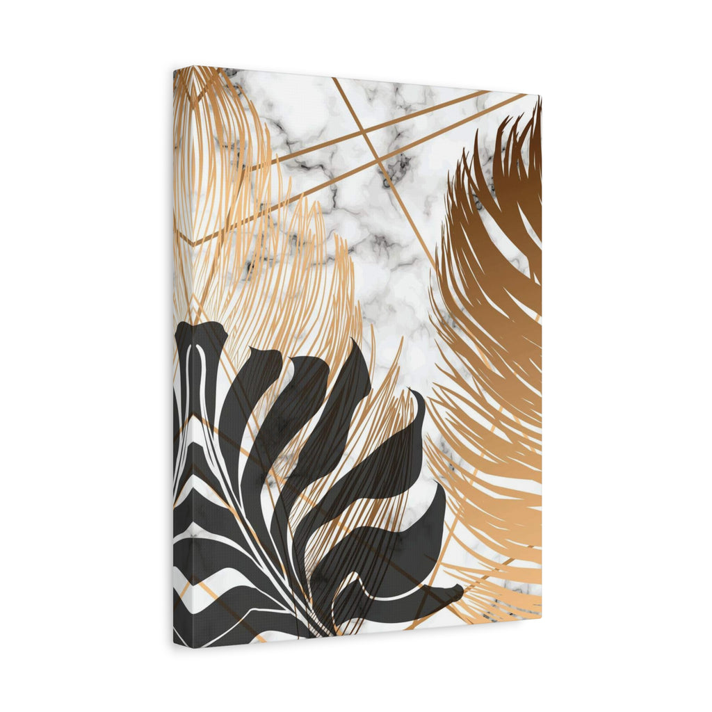Tropical Palm Canvas Wall Art — Gold & Marble Botanical Print