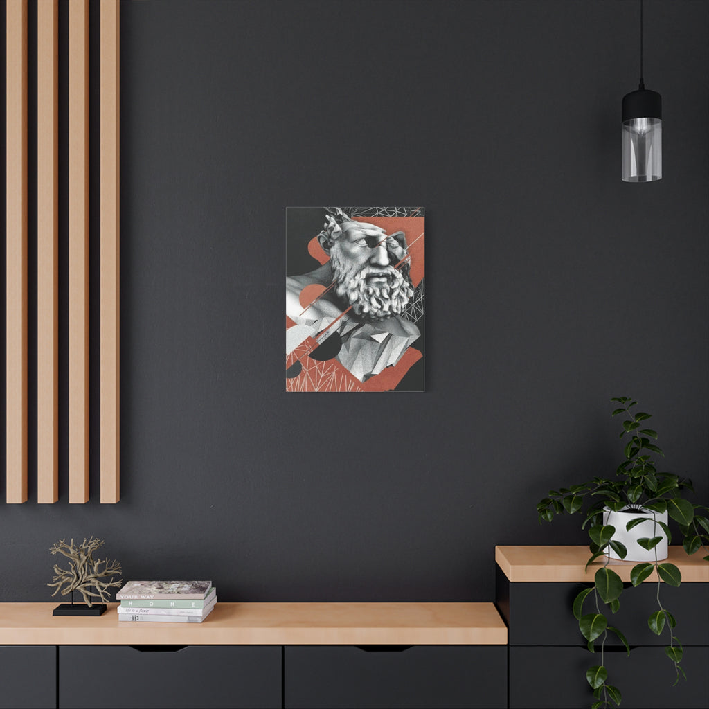 Classical Bust Abstract Matte Canvas Wall Art — Geometric Greek Sculpture Print