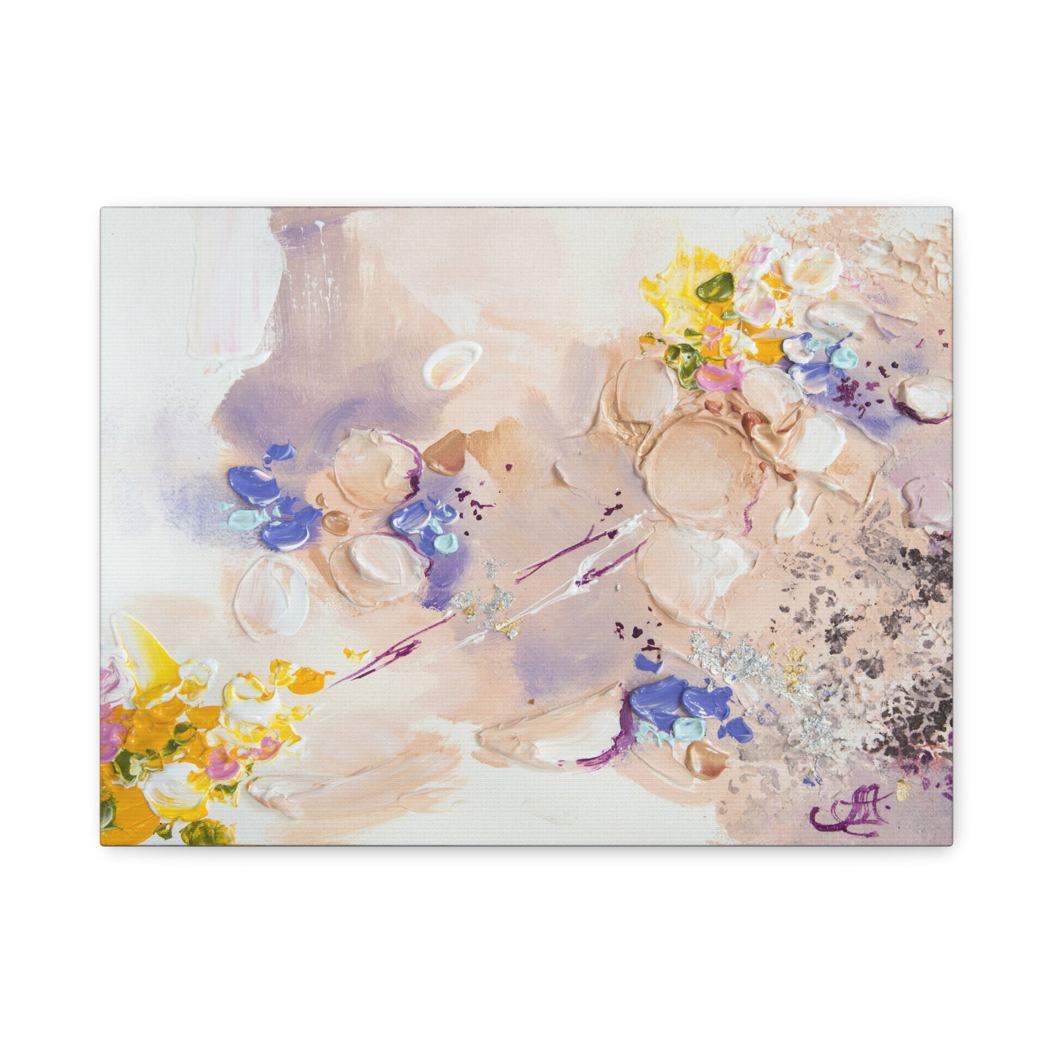 Abstract Floral Matte Canvas Wall Art — Pastel Bouquet Stretched Print 