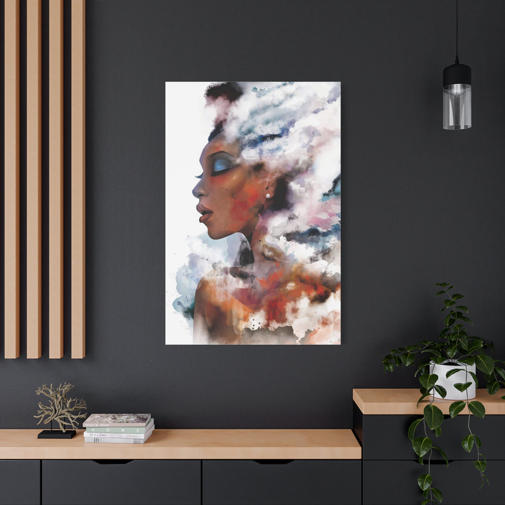 Abstract Portrait Canvas - Dreamy Woman Watercolor Wall Art