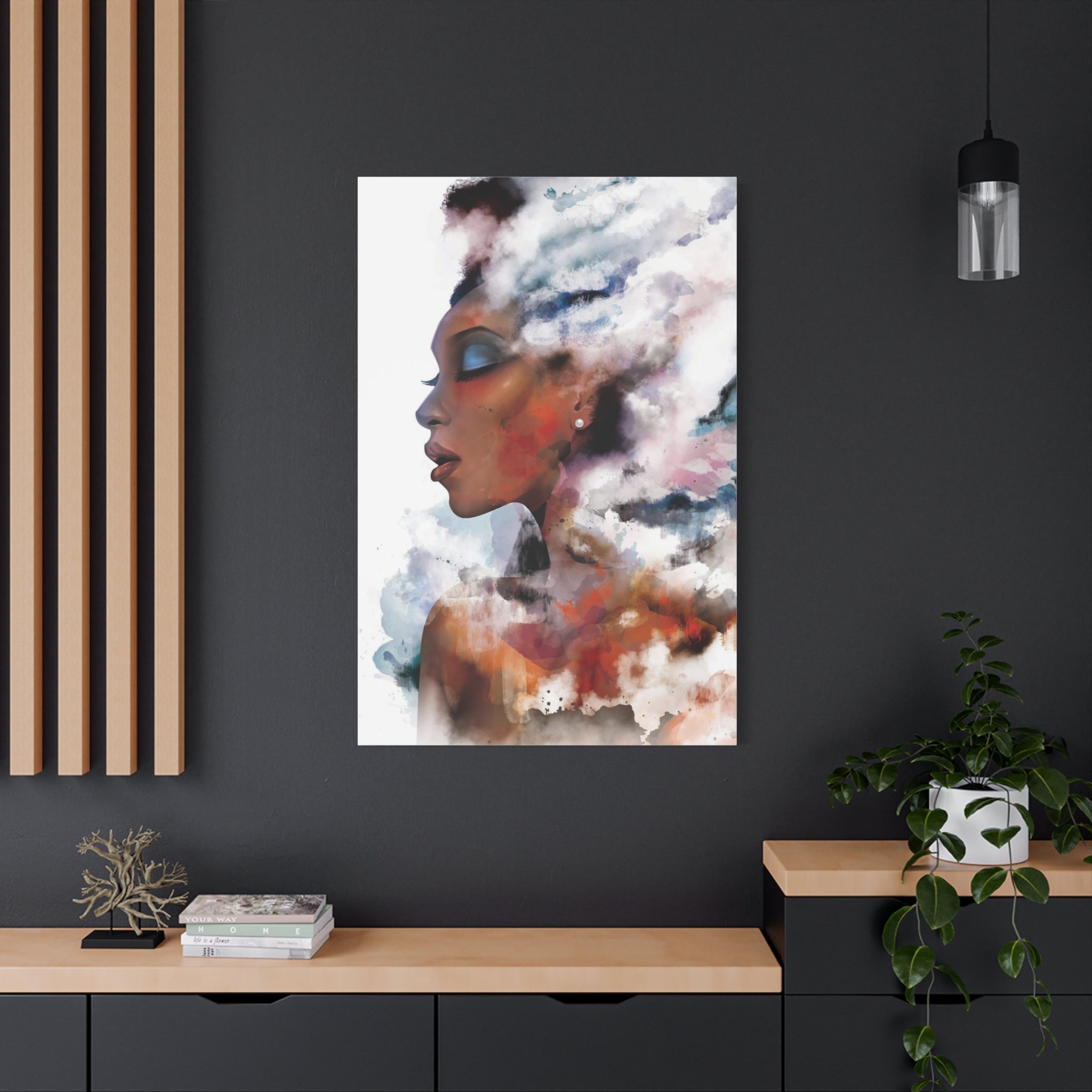 Abstract Portrait Canvas - Dreamy Woman Watercolor Wall Art