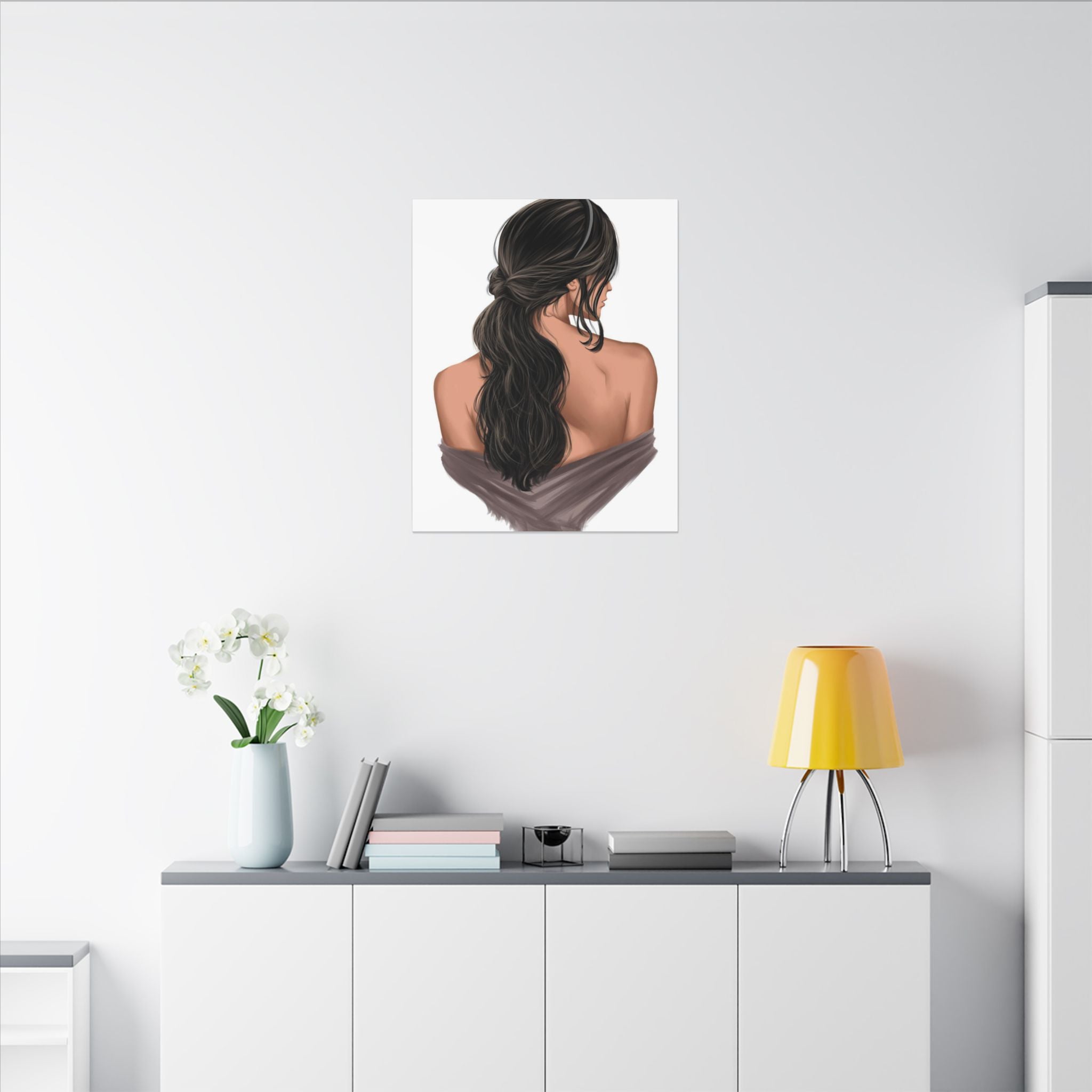 Portrait Canvas Print — Woman Back View with Loose Ponytail 