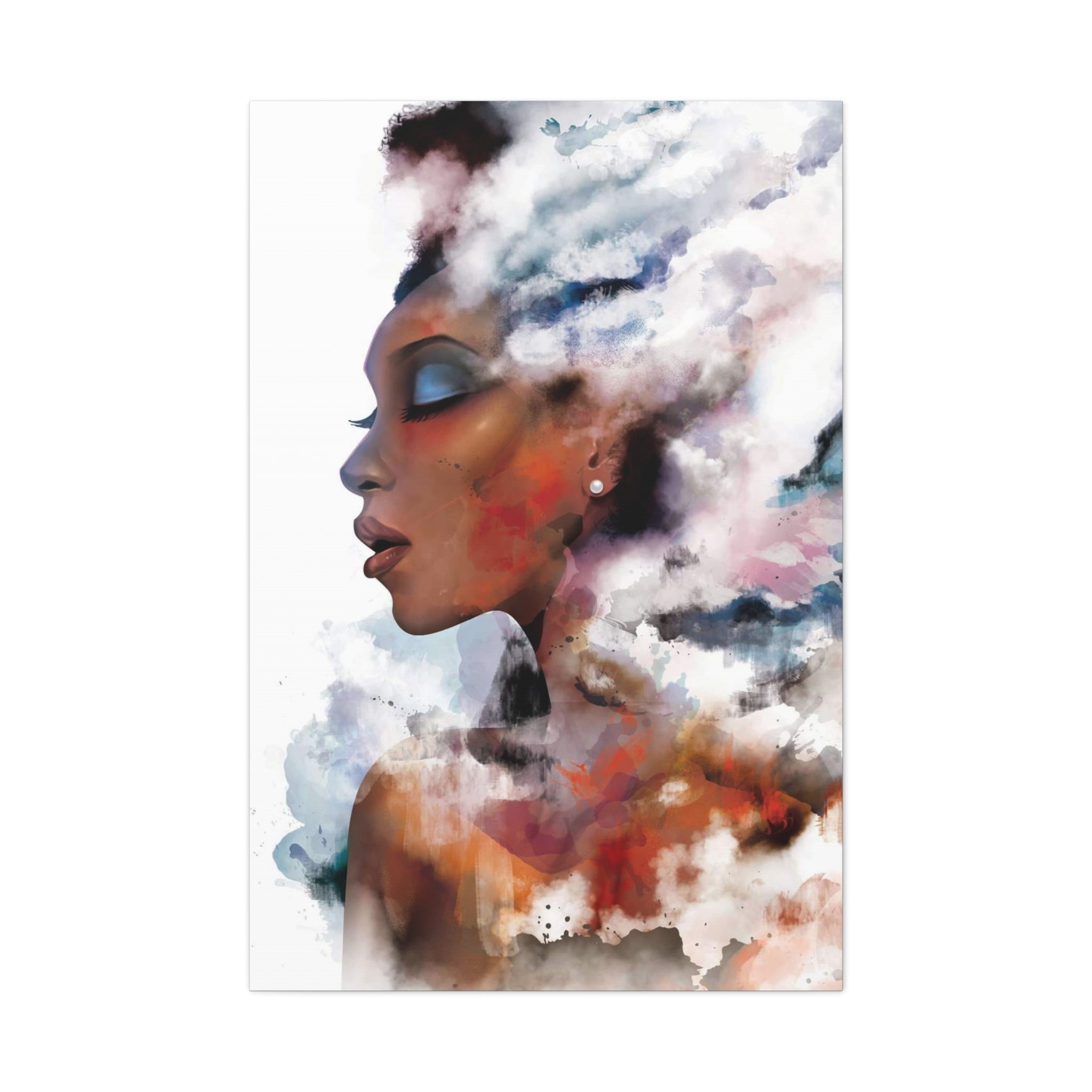 Abstract Portrait Canvas - Dreamy Woman Watercolor Wall Art 