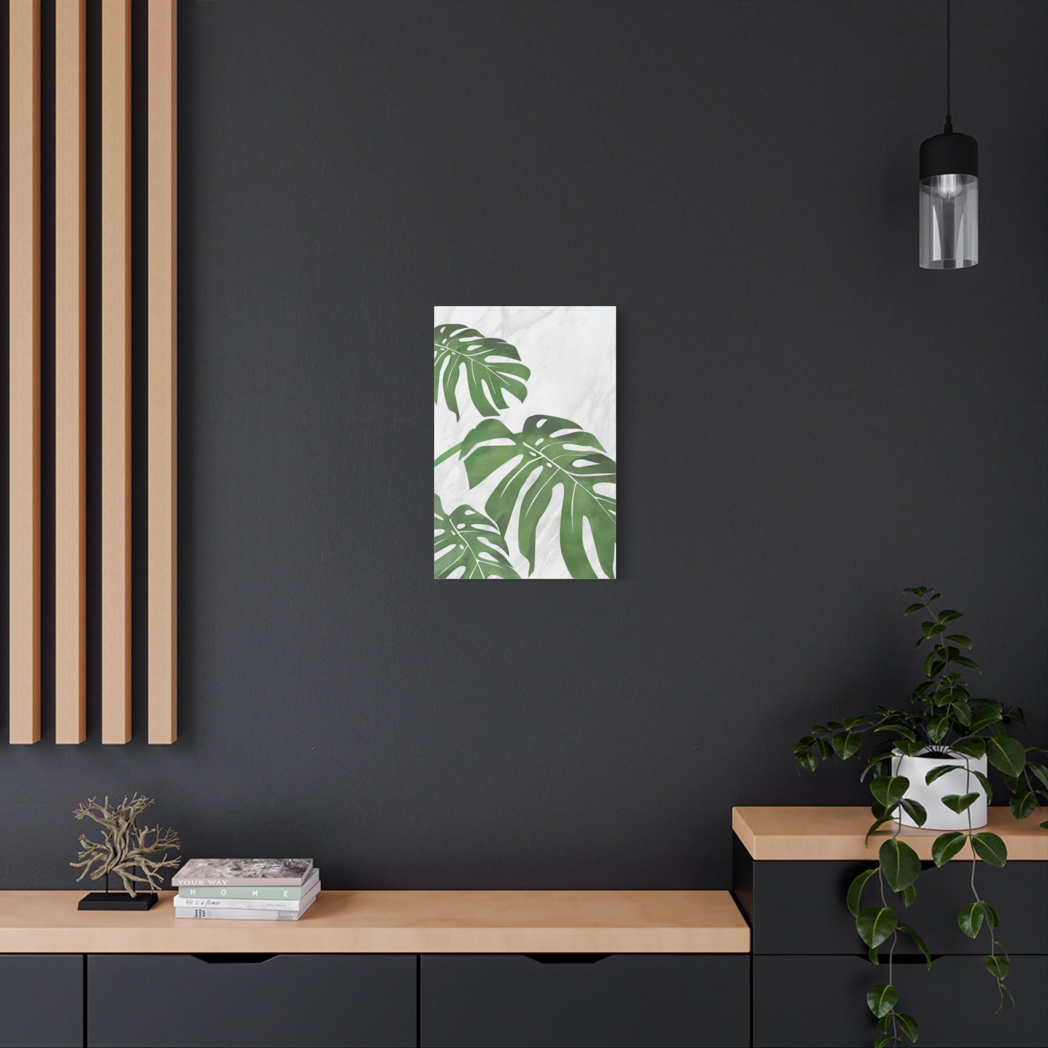 Monstera Marble Wall Art Canvas 