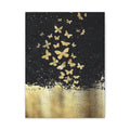 Canvas Art - Gold Butterflies on Black Abstract Matte Stretched Canvas