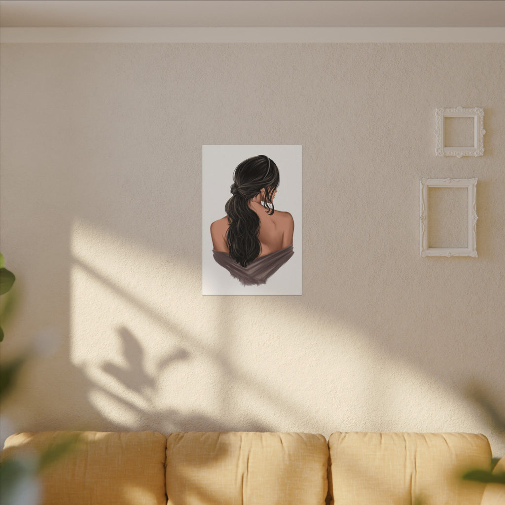 Portrait Canvas Print — Woman Back View with Loose Ponytail 