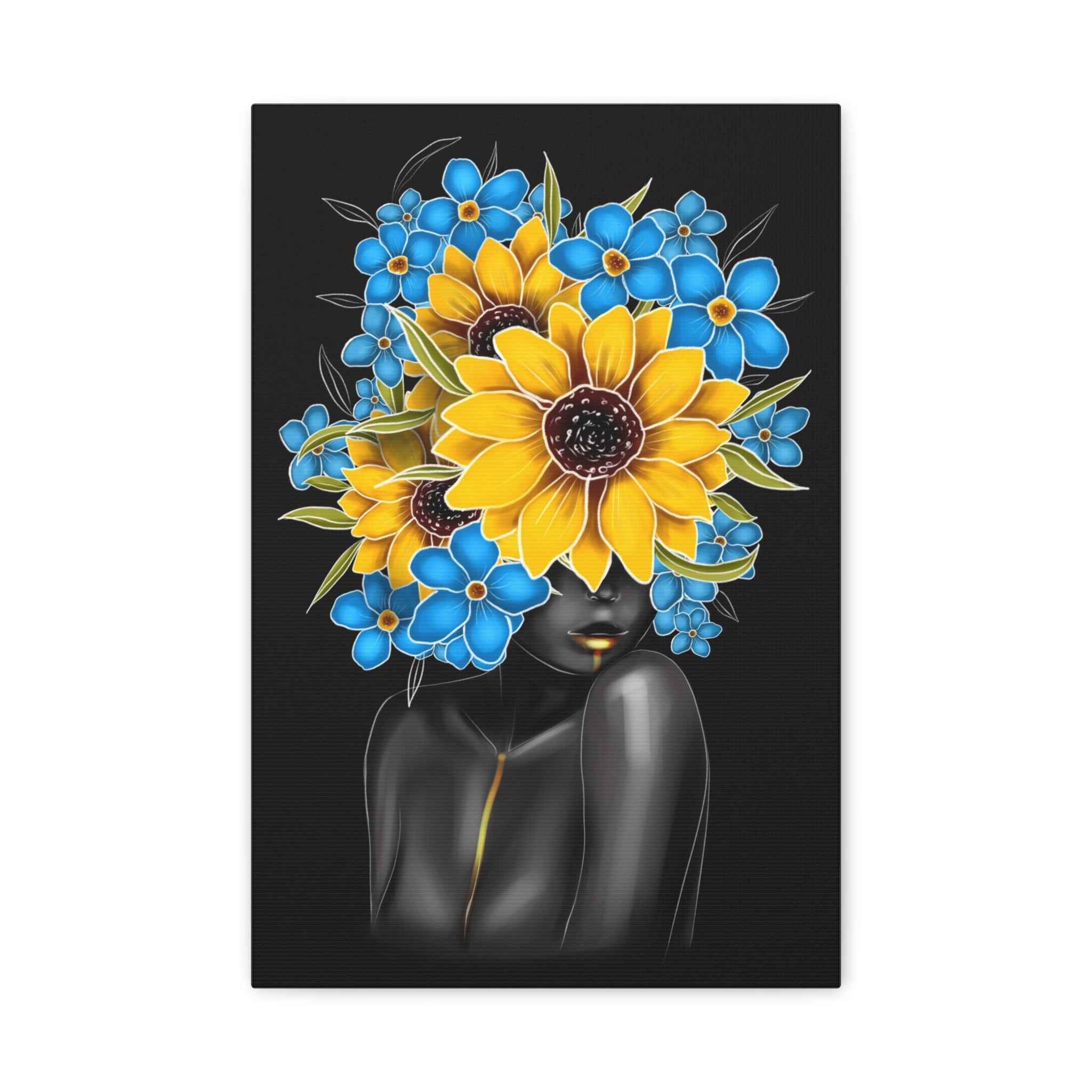 Blue & Yellow Floral Woman Wall Art