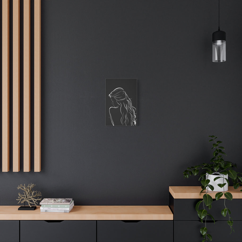 Minimal Line Art Woman Canvas Print — Black & White Silhouette Wall Art 