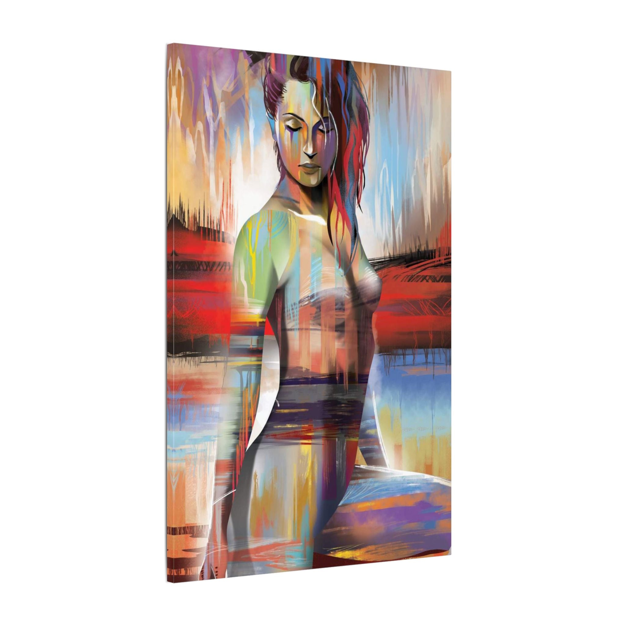 Abstract Colorful Woman Matte Canvas Print — Modern Figurative Wall Art 