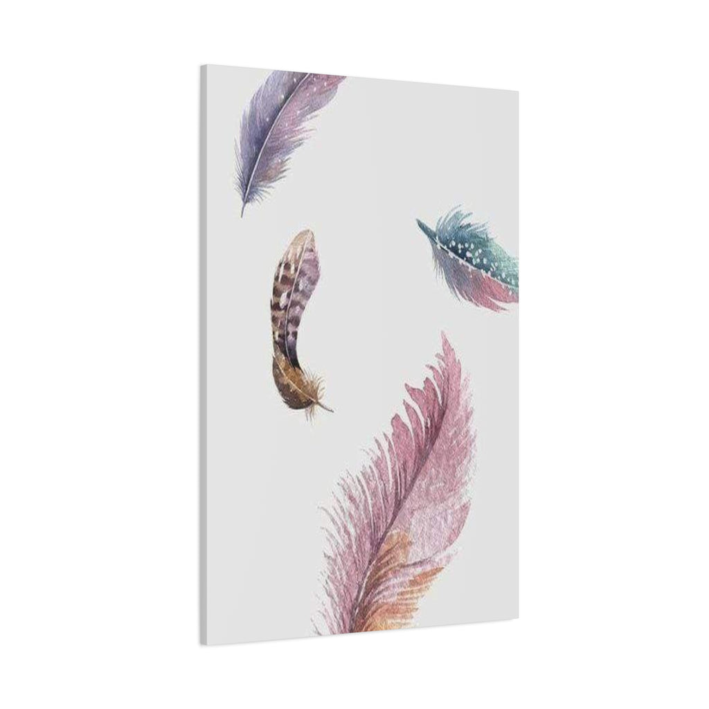 Soft Watercolor Feathers Canvas Wall Art - Stretched 1.25" Matte Design - TheKaraHan