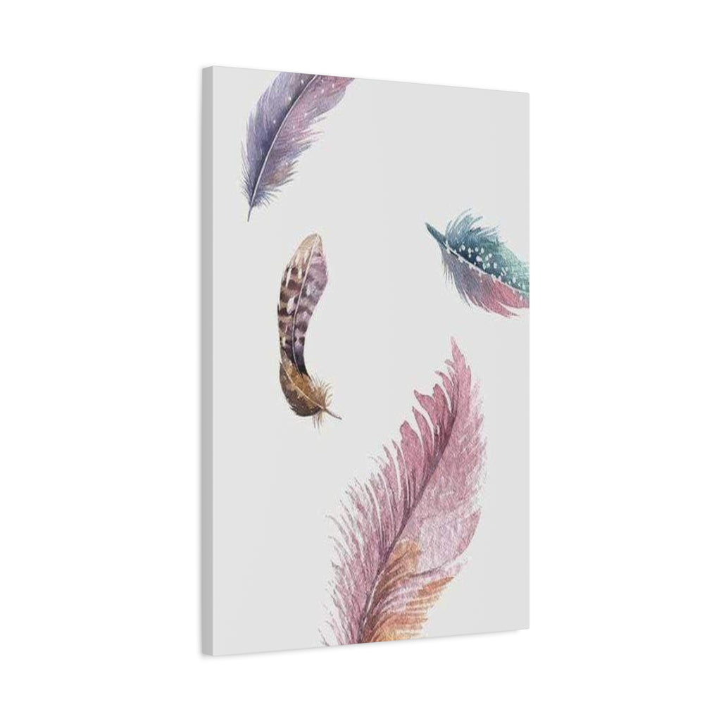 Soft Watercolor Feathers Canvas Wall Art - Stretched 1.25" Matte Design - TheKaraHan