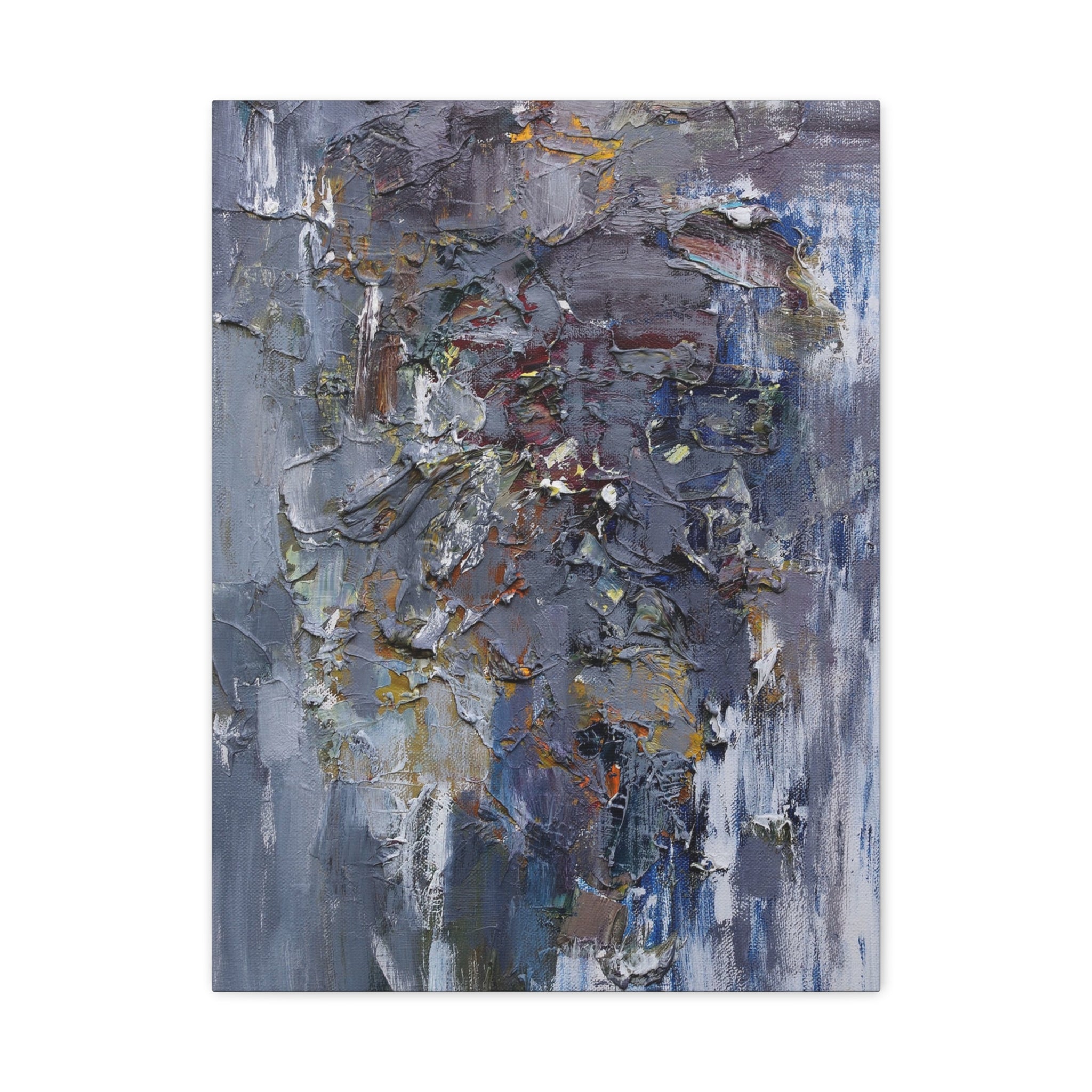 Abstract Textured Canvas Wall Art — Moody Blue Gray Palette 