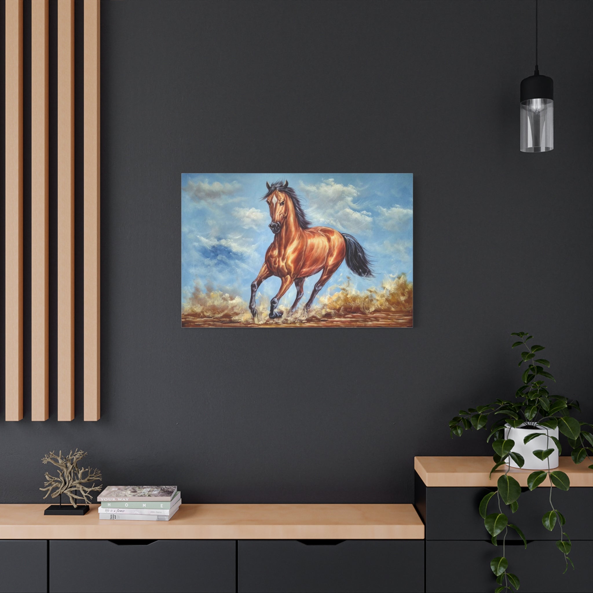 Galloping Mare Matte Canvas Print — Stretched Horse Wall Art 