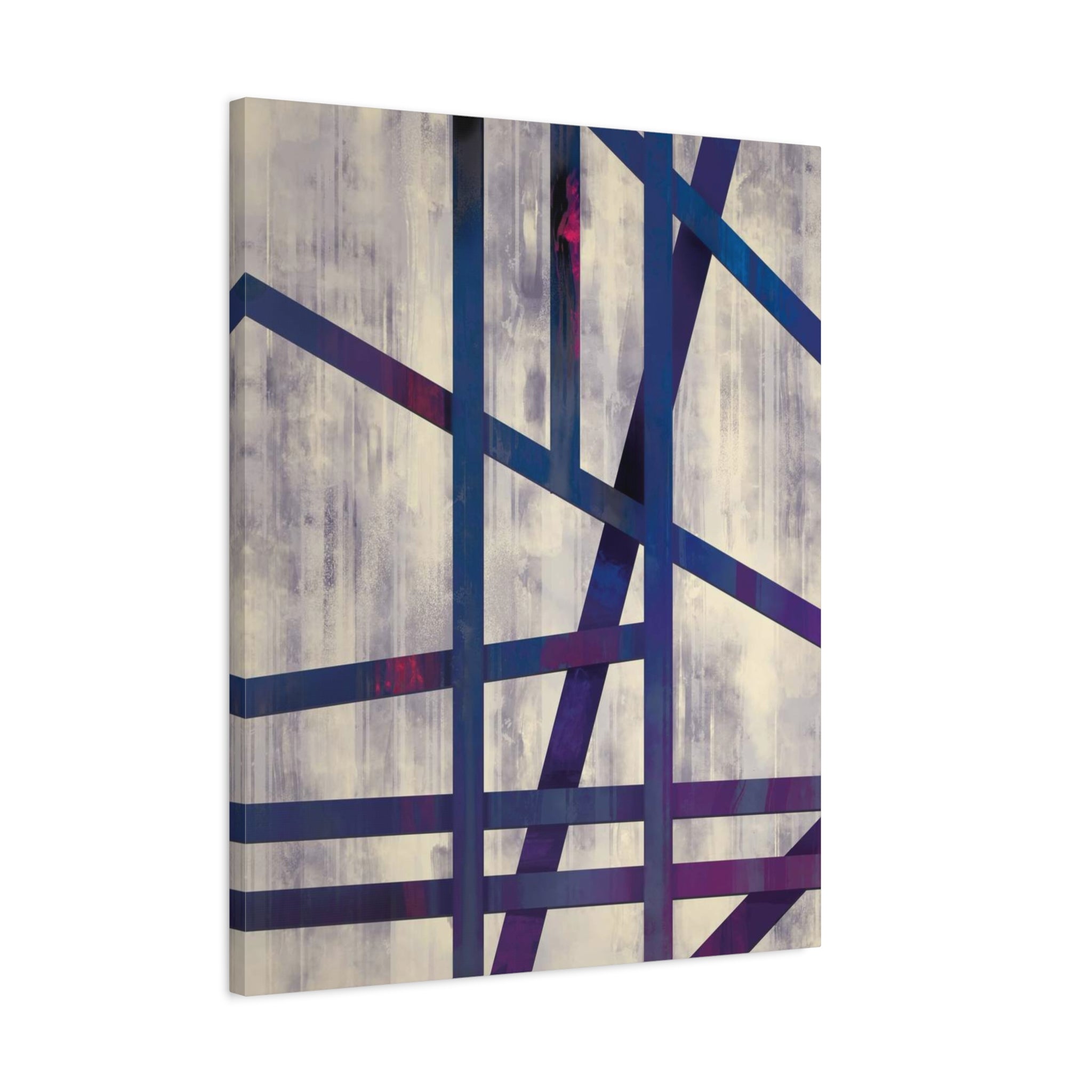 Abstract Geometric Canvas Print – Modern Blue & Purple Lines Art
