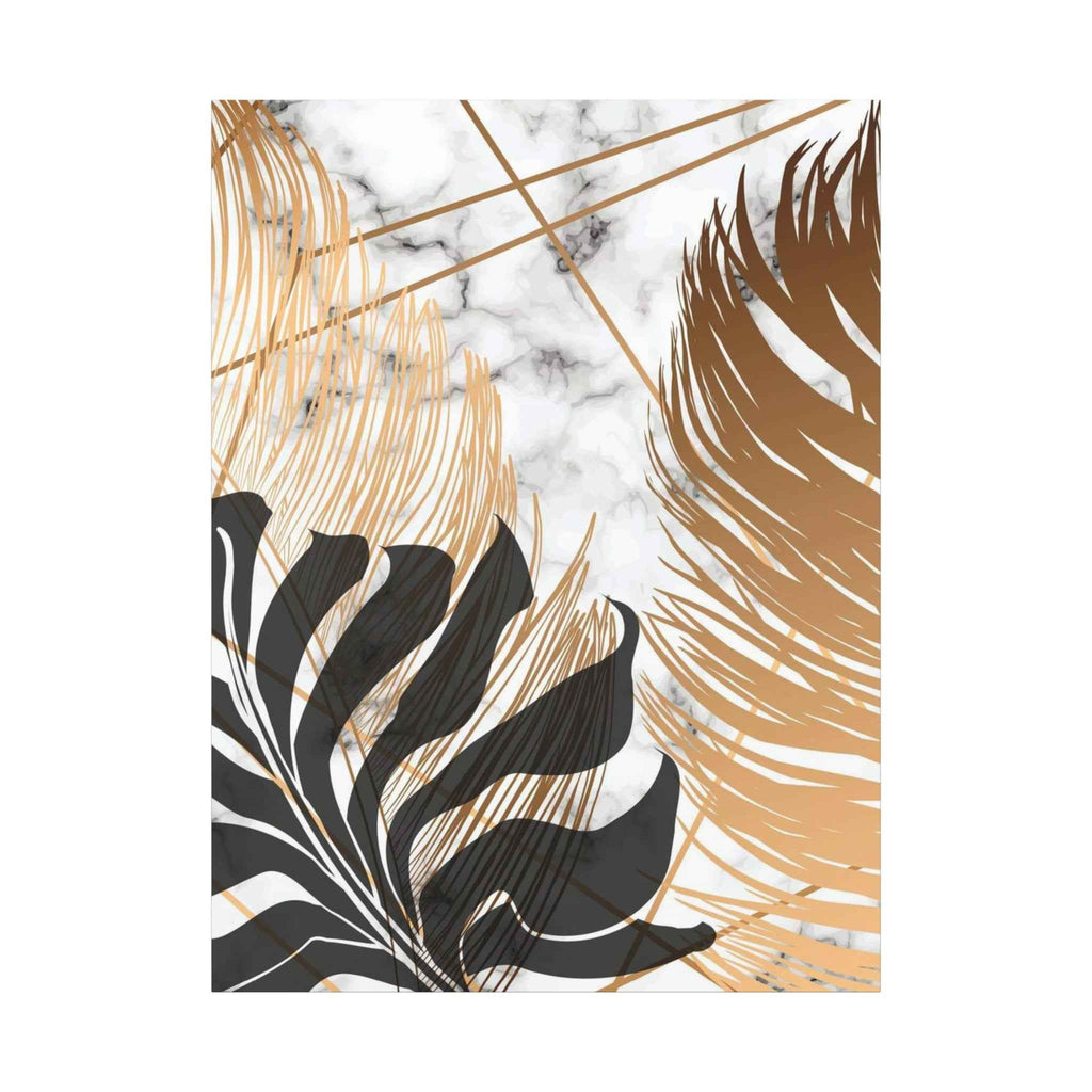 Tropical Palm Wall Art - Elegant Gold and Marble Botanical Canvas Print for Home Decor - TheKaraHan