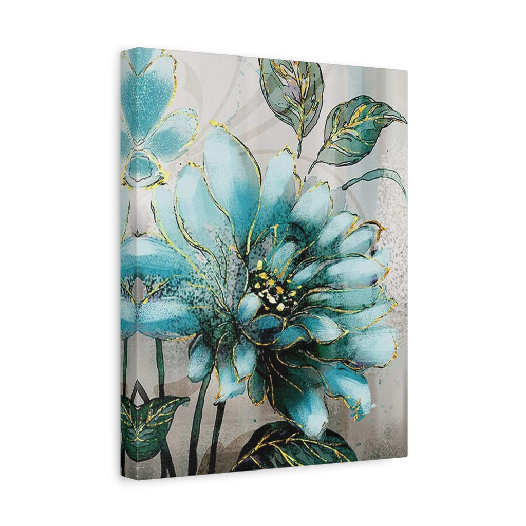 Teal Floral Canvas Print — Matte Stretched Wall Art
