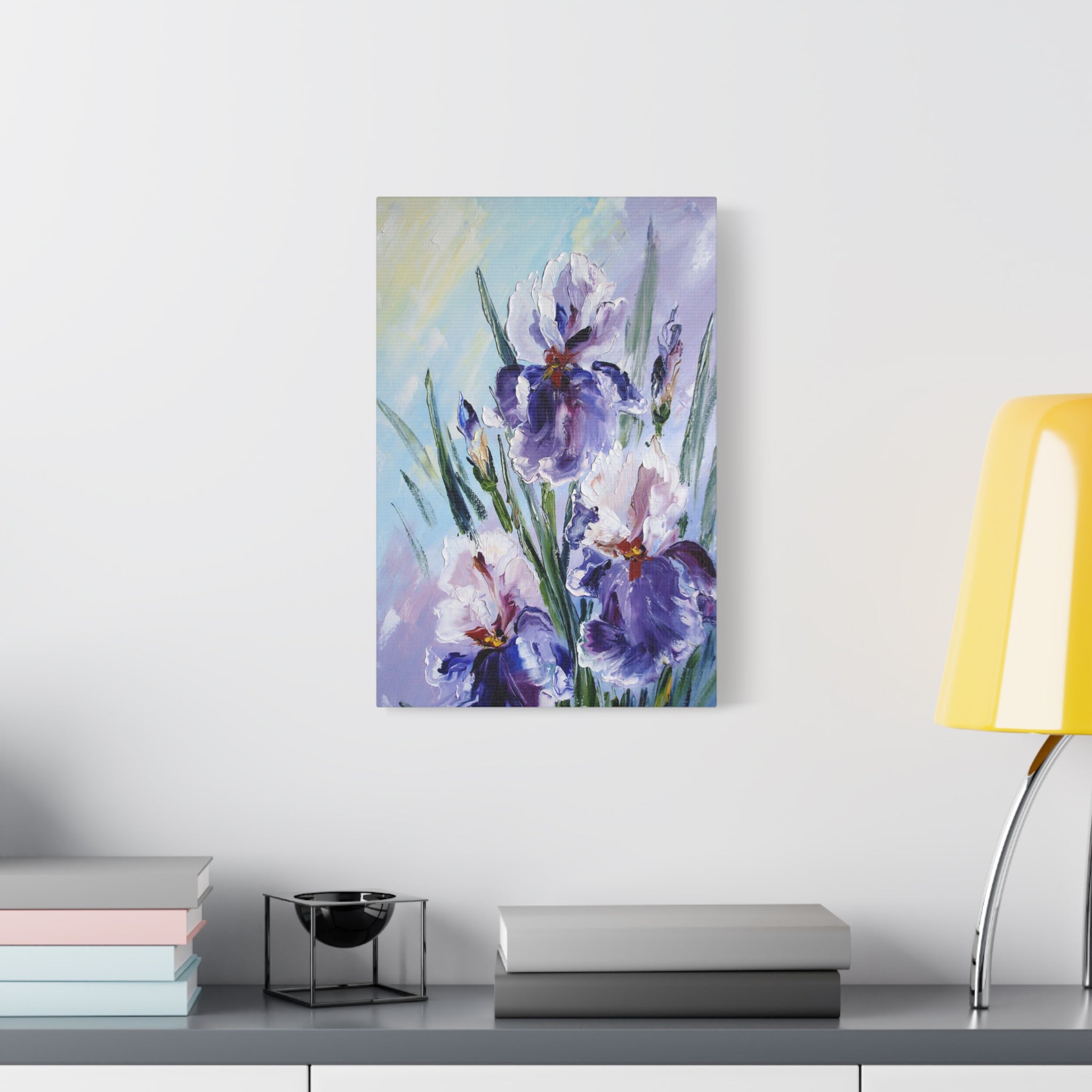 Purple Iris Floral Canvas Art — Stretched Matte Wall Painting 