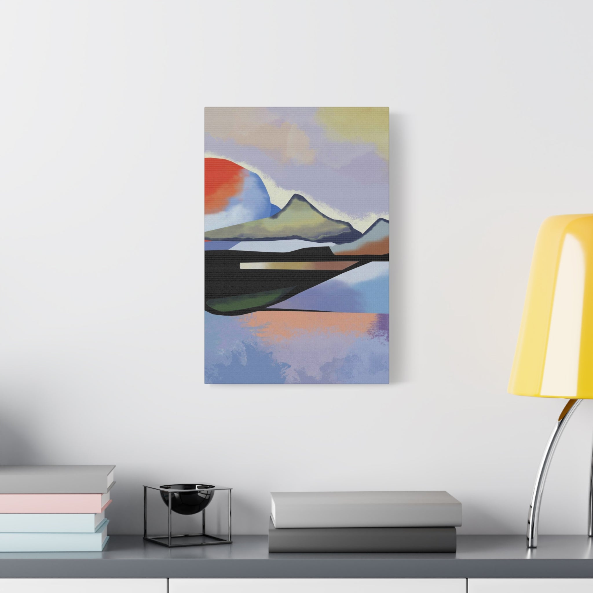 Abstract Sunset Landscape Canvas Print — Modern Mountain Wall Art