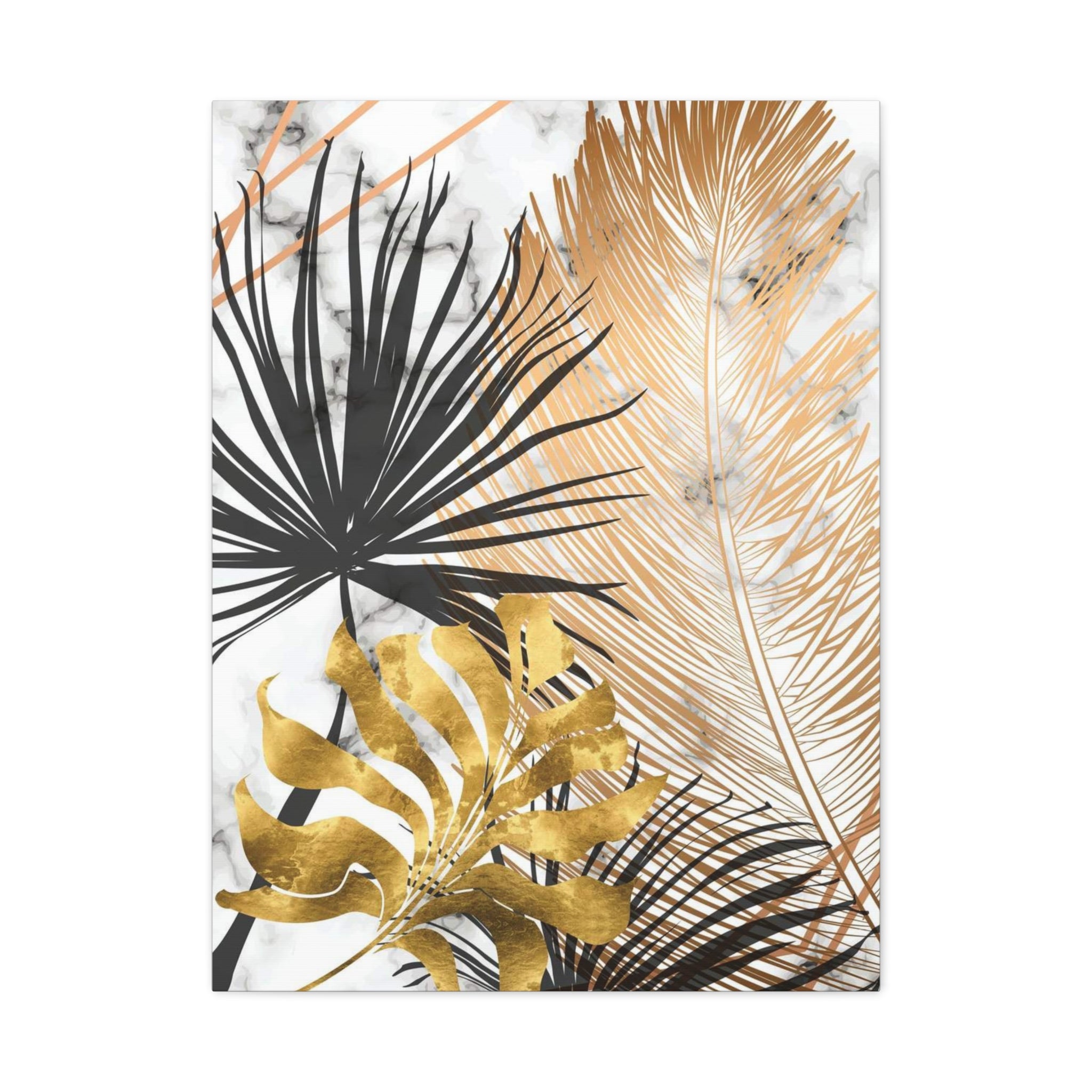 Gold & Black Tropical Feathers Canvas 