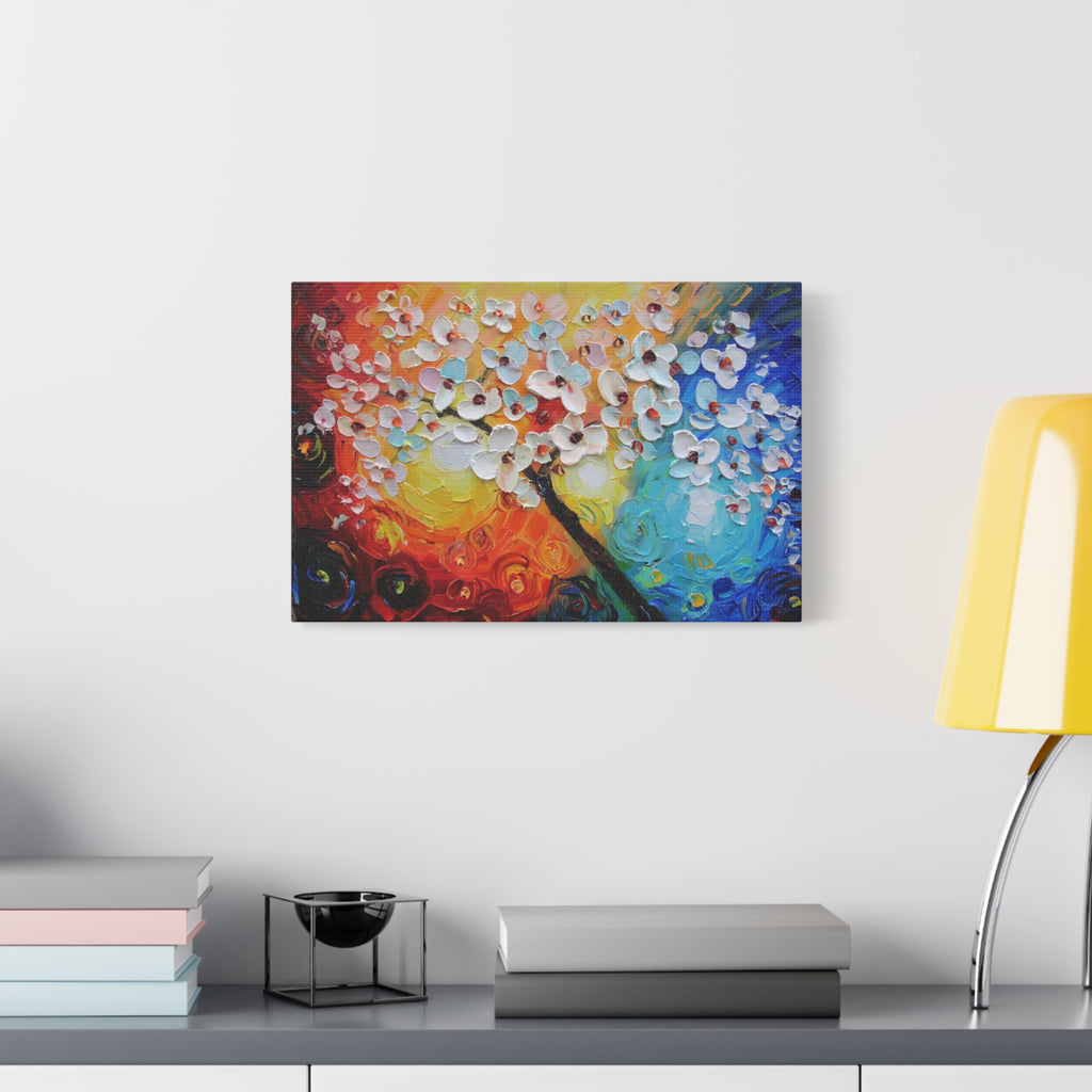 Blossom Burst Matte Canvas Wall Art — Vibrant Floral Oil-Style Painting