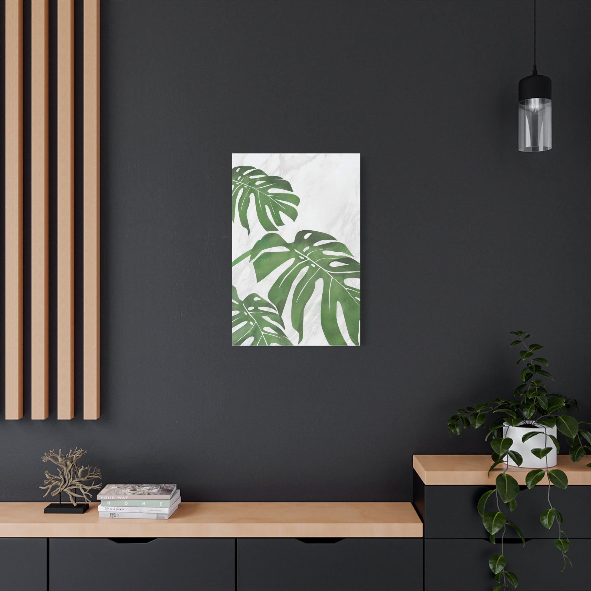 Monstera Marble Wall Art Canvas 