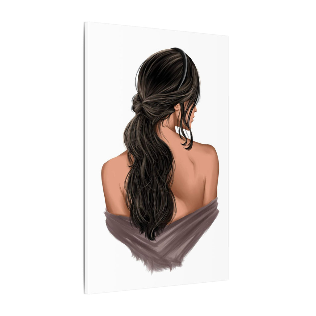 Portrait Canvas Print — Woman Back View with Loose Ponytail 