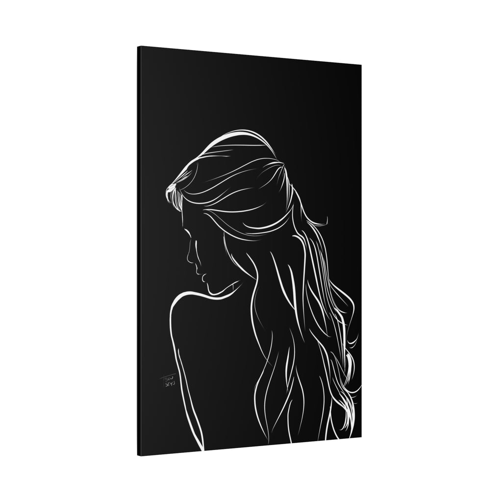 Minimal Line Art Woman Canvas Print — Black & White Silhouette Wall Art 