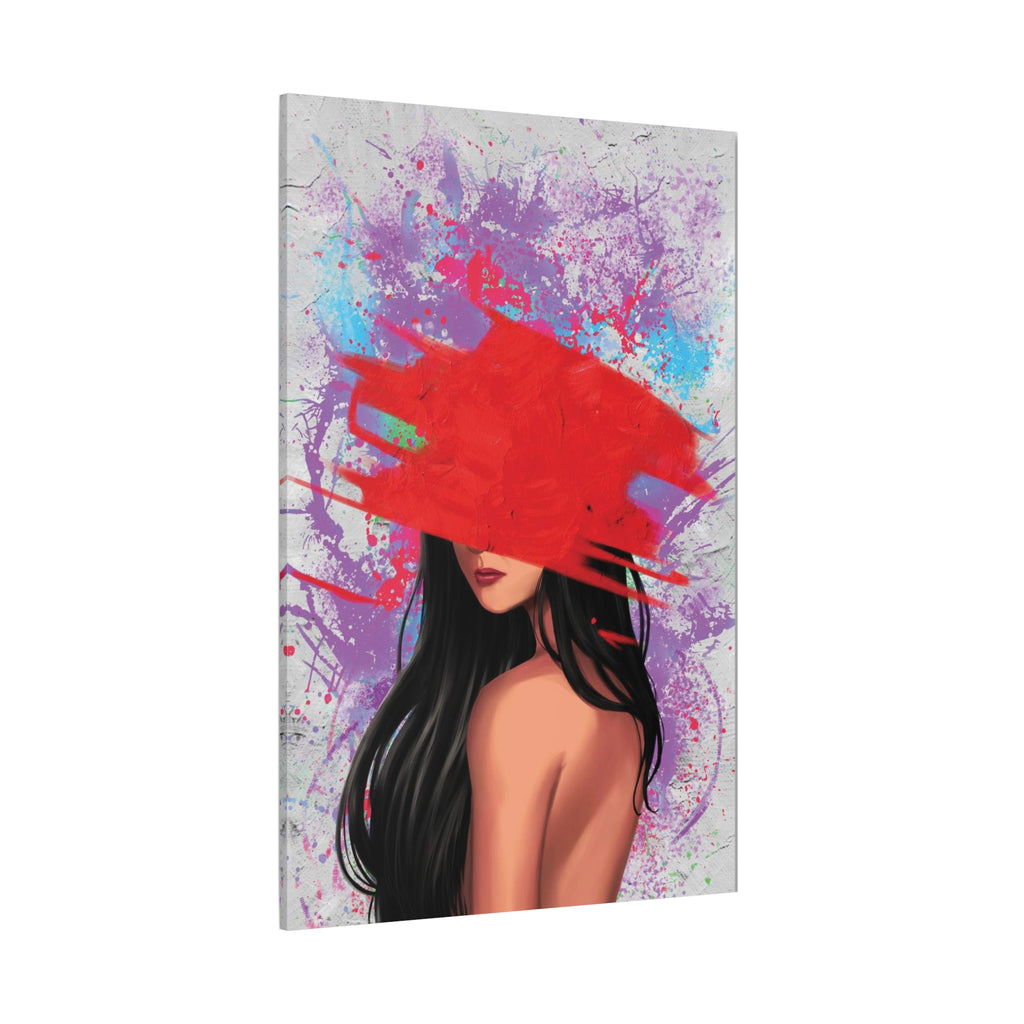 Abstract Red Brushstroke Woman — Matte Stretched Canvas Wall Art 