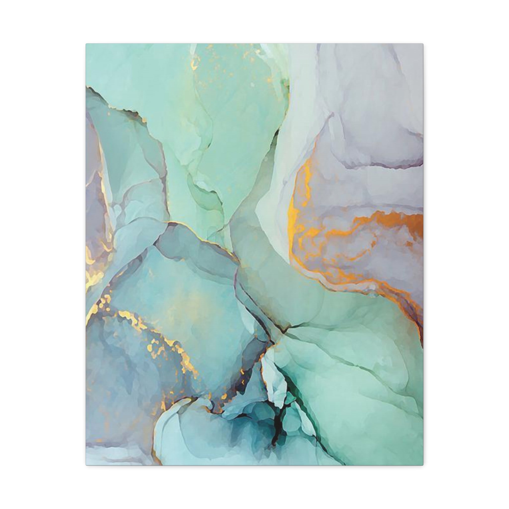 Aqua Marble Abstract Canvas Art — Matte Stretched Wall Print 