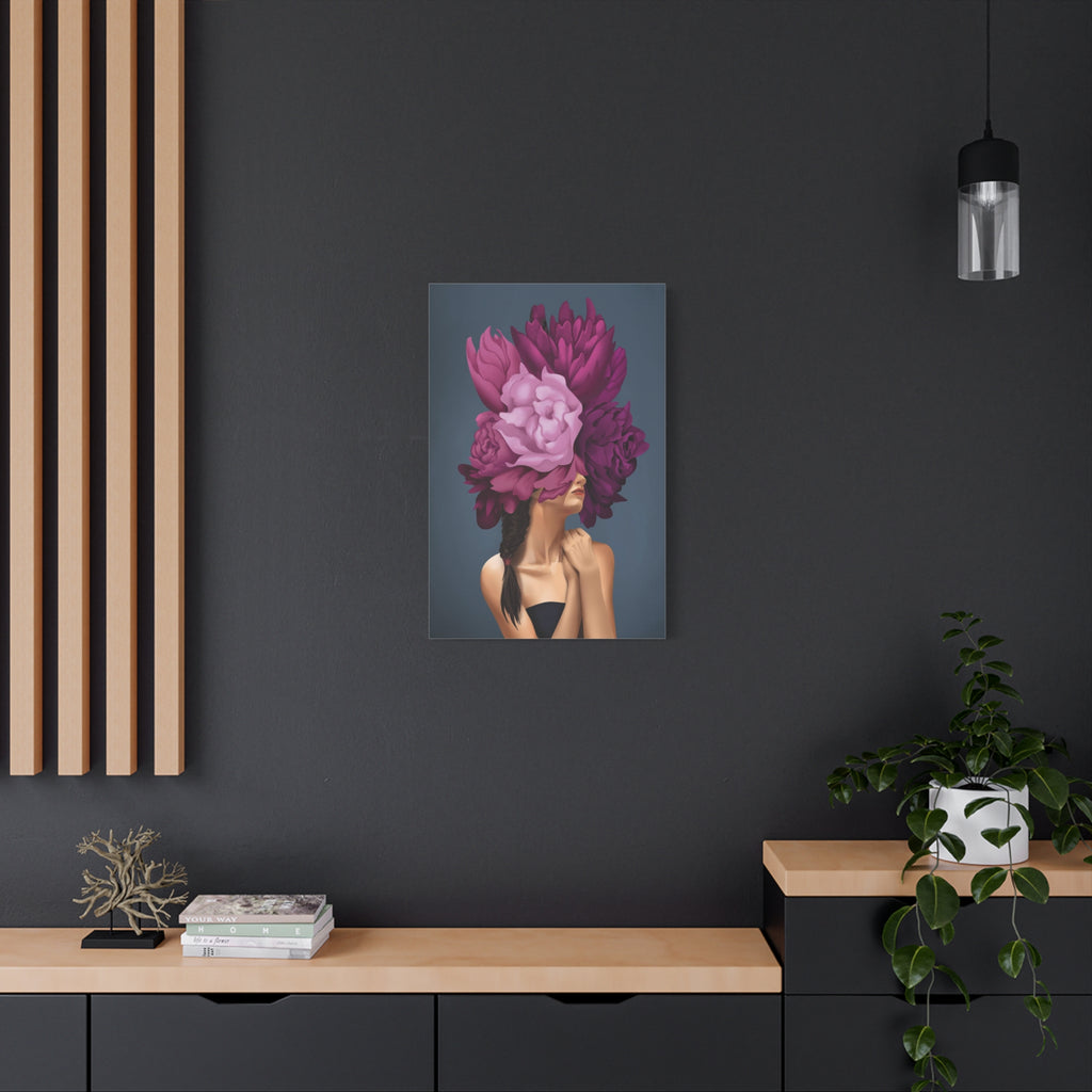 Floral Masked Woman Matte Canvas Wall Art – Stretched 1.25" 