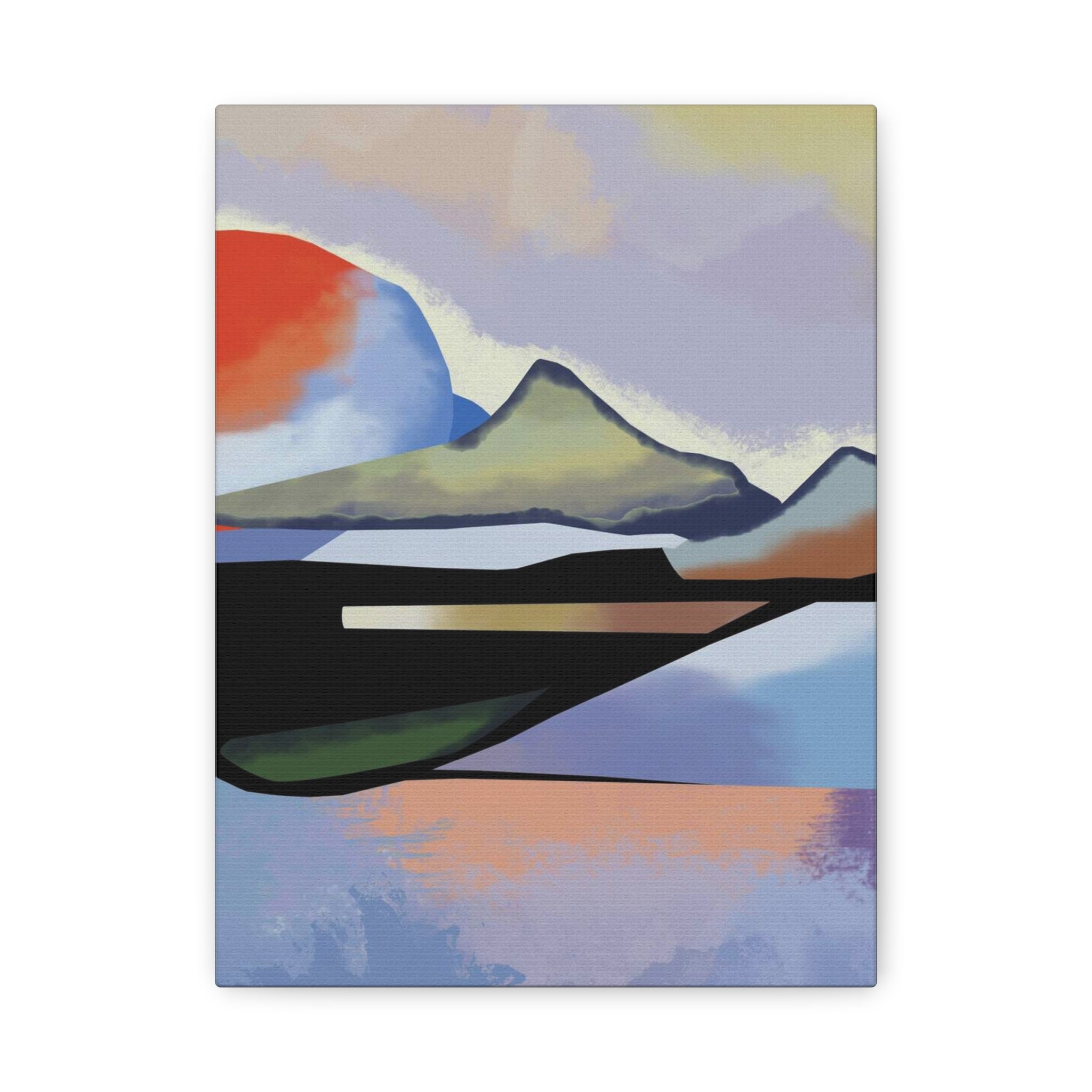 Abstract Sunset Landscape Canvas Print — Modern Mountain Wall Art 