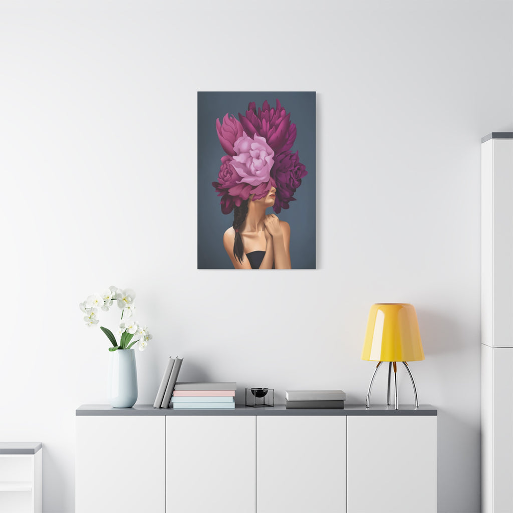 Floral Masked Woman Matte Canvas Wall Art – Stretched 1.25" 