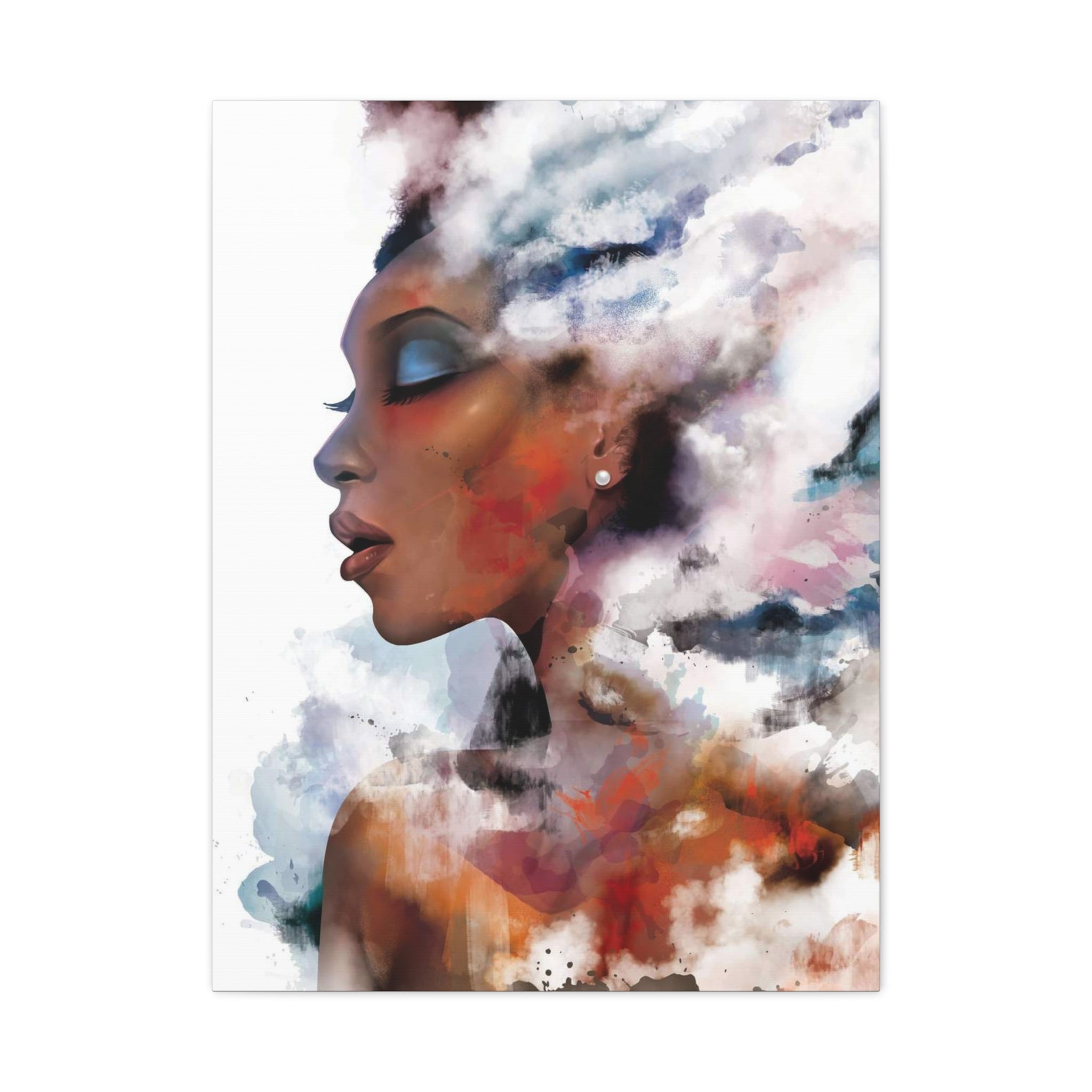 Abstract Portrait Canvas - Dreamy Woman Watercolor Wall Art 