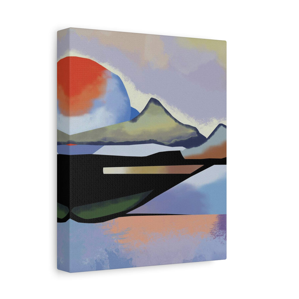 Abstract Sunset Landscape Canvas Print — Modern Mountain Wall Art