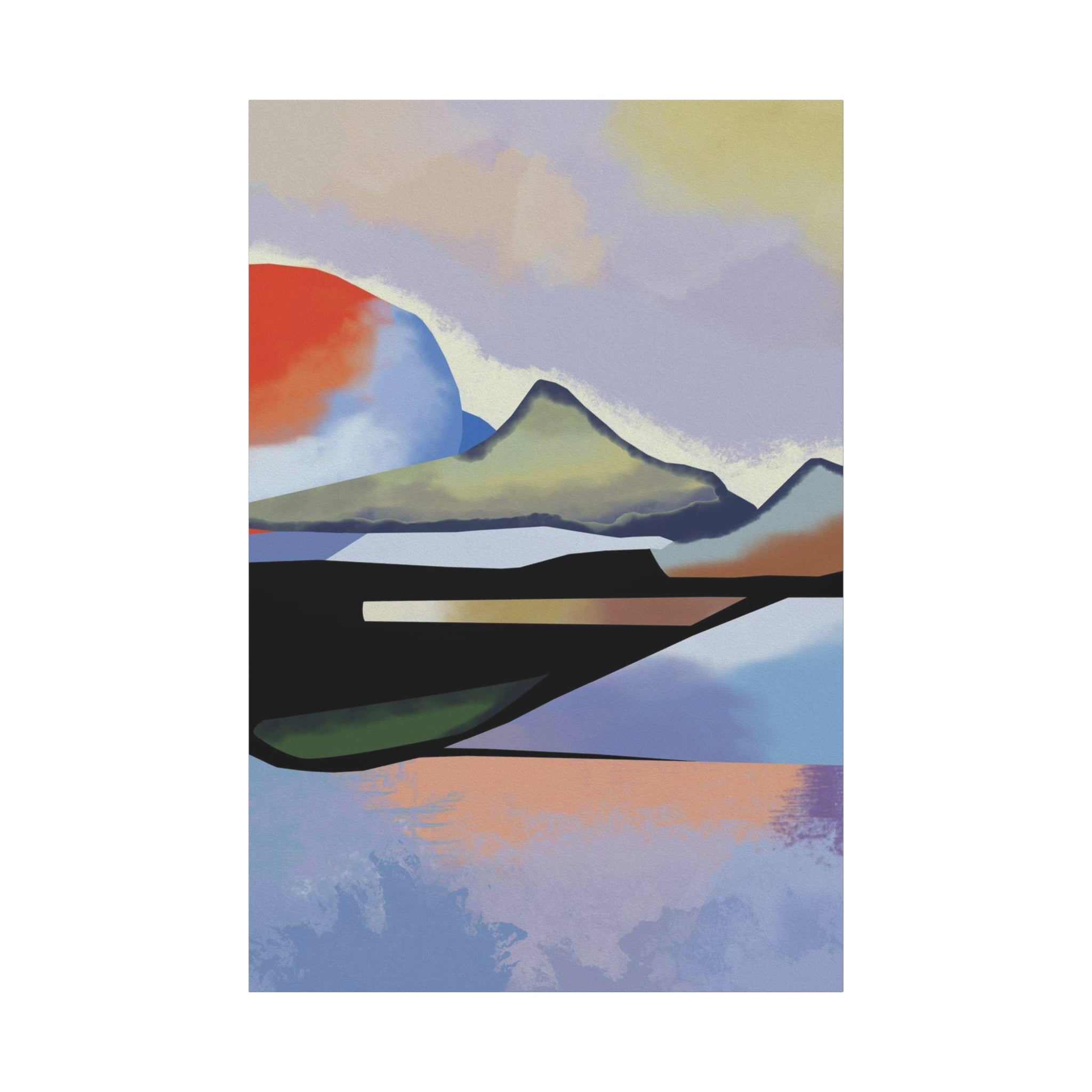 Abstract Sunset Landscape Canvas Print — Modern Mountain Wall Art 