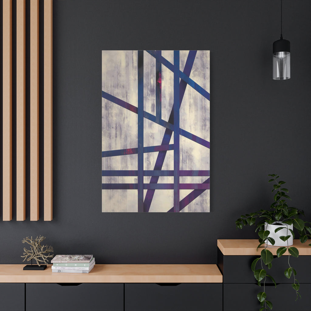 Abstract Geometric Canvas Print – Modern Blue & Purple Lines Art