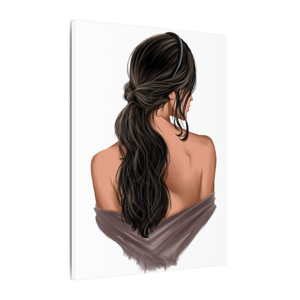 Portrait Canvas Print — Woman Back View with Loose Ponytail 