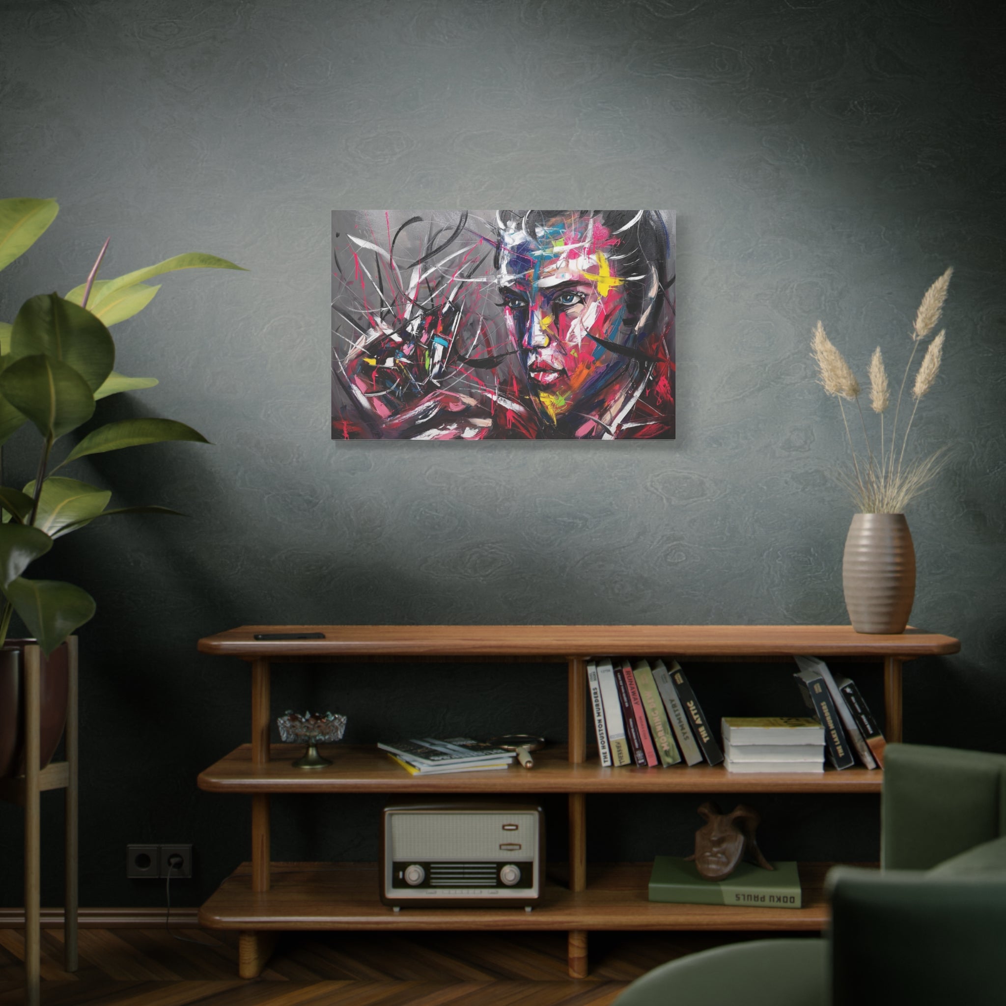 Abstract Colorful Portrait Matte Canvas Wall Art — Modern Face Painting 