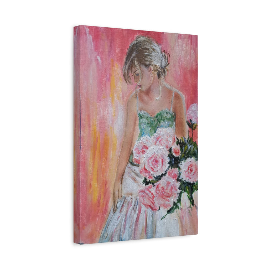 Romantic Rose Ballet Canvas Print — Pink Floral Ballerina Wall Art 